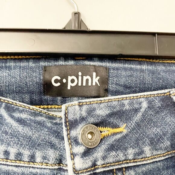 C Pink Distressed Shorts Dark Denim Size 29 - Picture 3 of 5